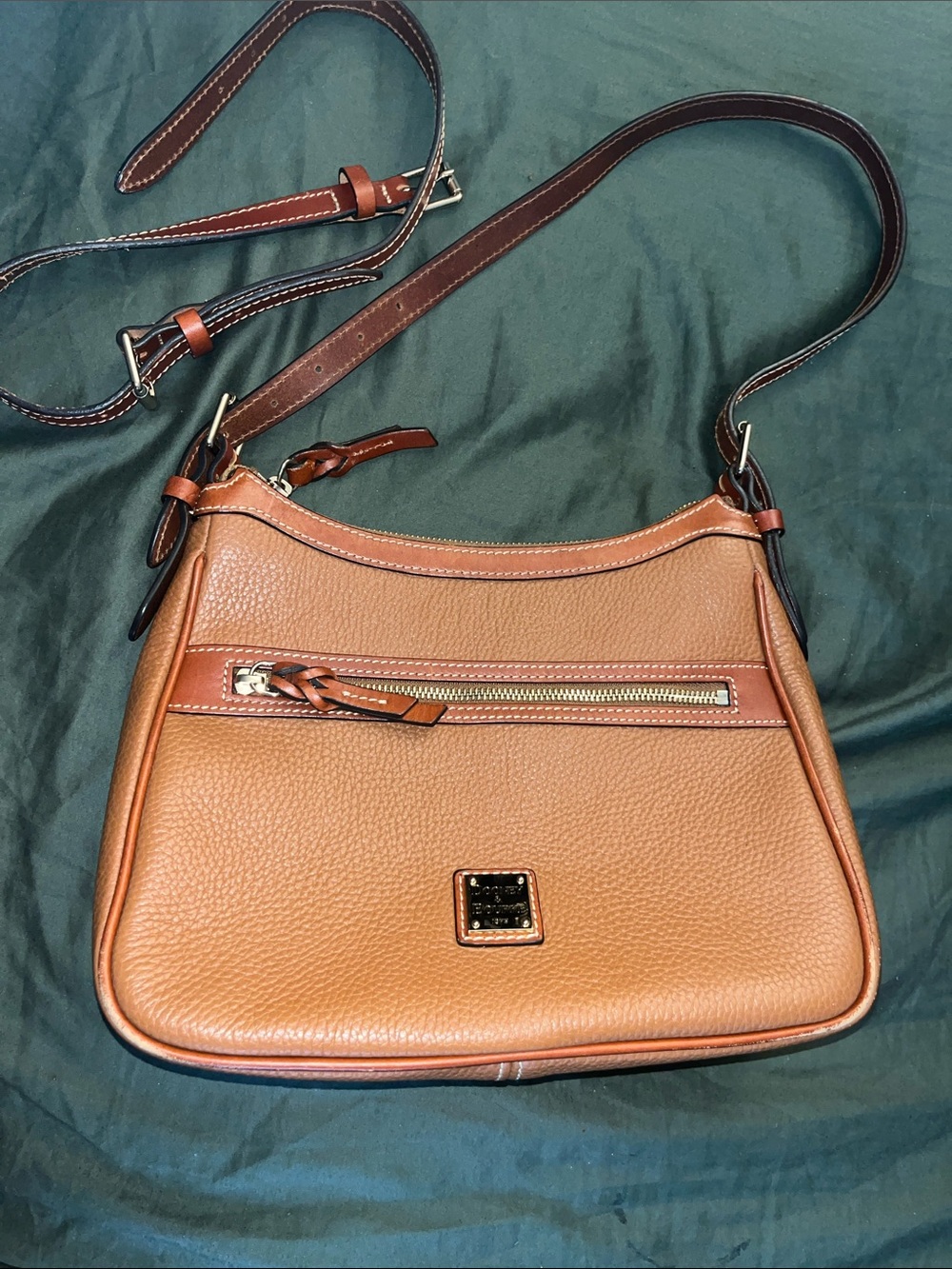 Dooney & Bourke Tan/Brown Pebbled Leather Crossbody Bag